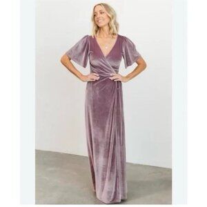NWT Baltic Born Megan Velvet Wrap Dress | Orchid Lavender Soft Purple | Size XS